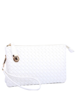 Fashion Woven Clutch Crossbody Bag WU112 WHITE